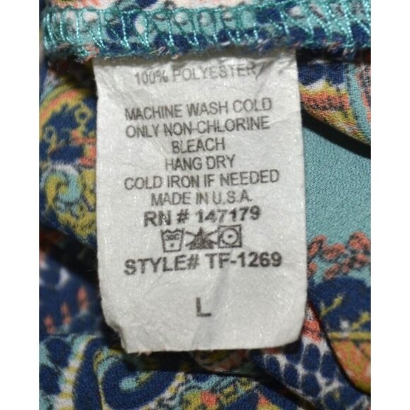 Veronica M. Ladies Paisley Faux Wrap V-Neck Blouse Top Size L Boho Colorful - Picture 9 of 10